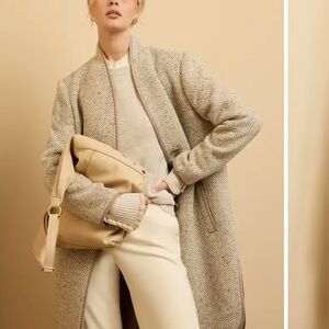 NIC +ZOE Wool Duster Jacket Coat Herringbone Top Coat Large L